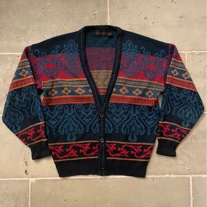 Vintage 90s Michael Gerald Retro Cardigan Colorful Artsy Sz Large Grandpacore